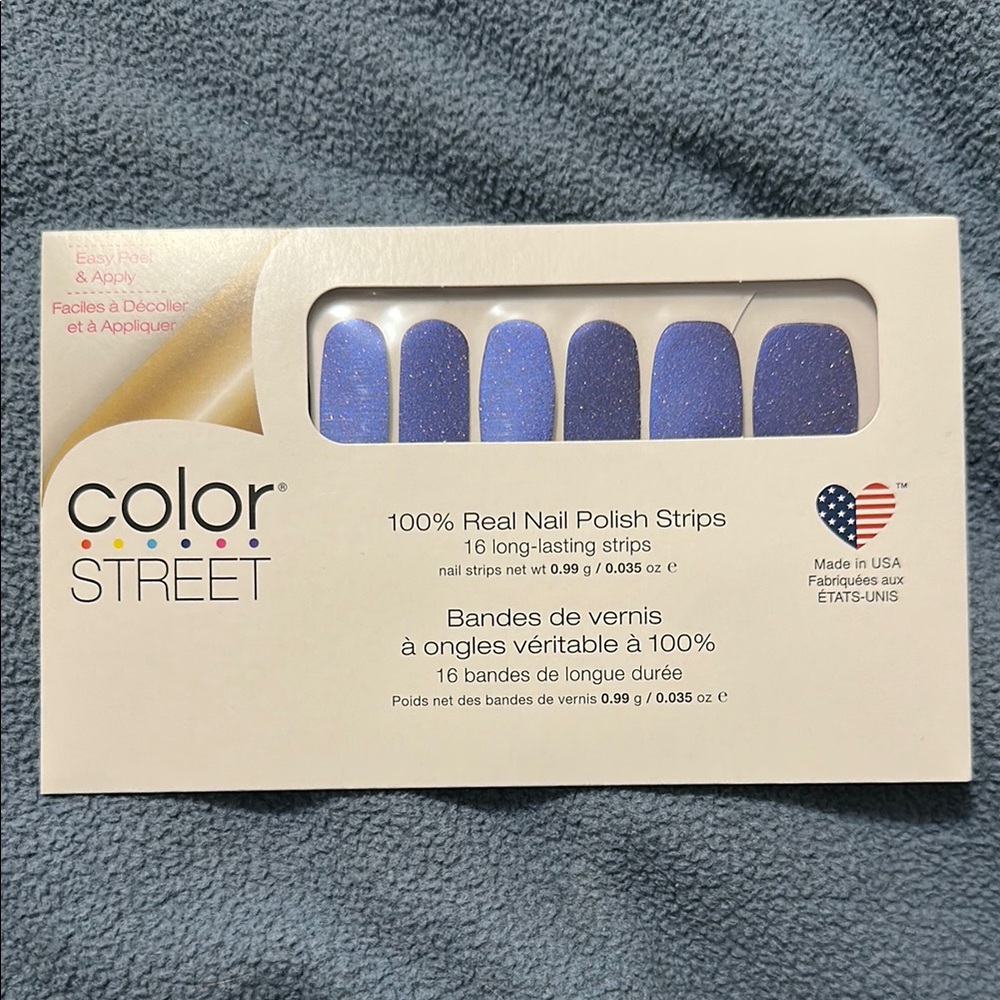 Color Street Blue Glitter Press-On Nail Strips